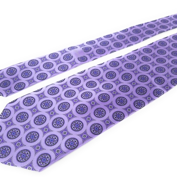 BRIONI Tie Lavender Violet Purple Medallion - Picture 4 of 6